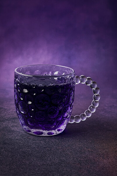 YzHome 6 Lı Cam Kulplu Desenli Kupa Meşrubat Kokteyl Bardak 300ml