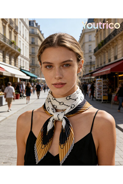 Youtrico وشاح حريري 70*70 سم، مناسب لفصل الخريف المبكر، مربع متجعد، واقي من الشمس، بتصميم كوري عصري، وشاح للرقبة والحقيبة