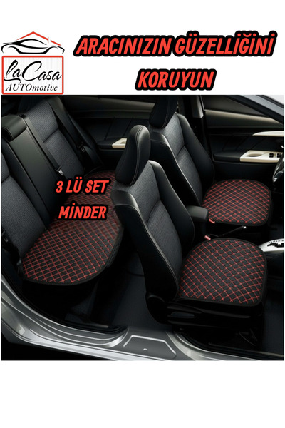 la casa غطاء مقعد سيارة لاكاسا فاخر مريح، مصمم لتقويم العظام، من الجاكار، مبطن (مجموعة من 3 قطع) أسود-أحمر