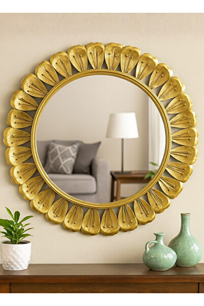 ALQANNAS Large size, high quality luxury gold frame wall mirror with decorati...