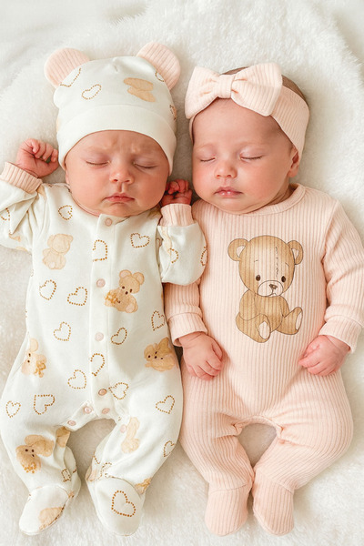 VERONA TARZ طقم رومبير للفتيات الصغيرات مكون من 4 قطع مع قبعة وعصابة رأس لحديثي الولادة