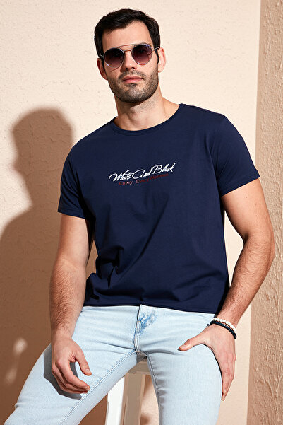 Buratti Pamuklu Slim Fit Bisiklet Yaka Yazılı T Shirt Erkek T SHİRT 541ENJOY