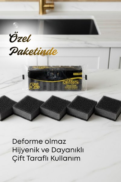 grimorlife 10 Pieces Slotted Black Glitter Dish Sponge – Durable Pinterest Cleaning Sponge Set with Special Texture