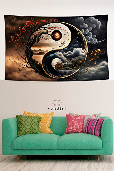 Vendini Gorgeous Ying Yang Design Wall Cloth - Wall Tapestry