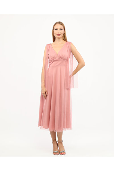 Asees Rochie de seara flexibila din tul cu detaliu de adunare la piept