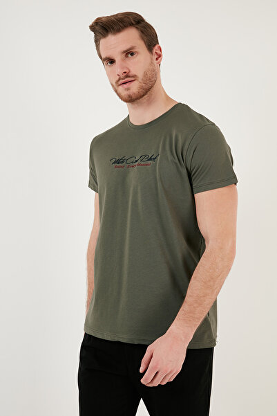 Buratti Tricou din bumbac slim fit guler rotund Tricou cu scris pentru bărbaț...