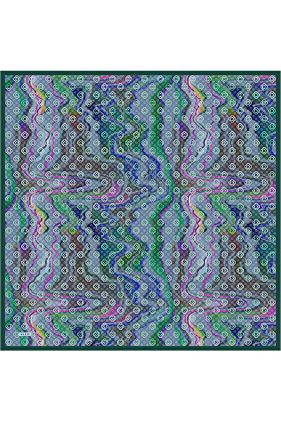 Aker وشاح من الساتان الحريري المزخرف بشعار أرجواني