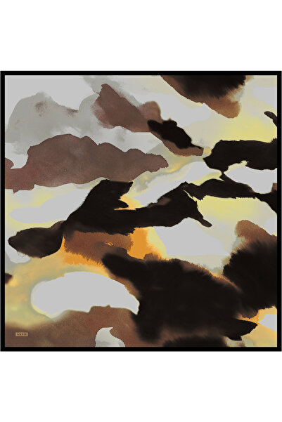 Aker Eșarfă din satin crep de mătase cu model perie maro