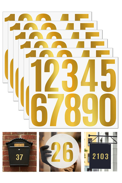 Generic 60 Numbers, Reflective Adhesive Number Stickers 0-9 Waterproof (Gold)