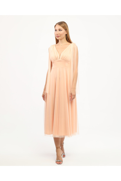 Asees Сукня з еластичним тюлем і деталями на грудях