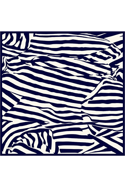 Aker وشاح من الساتان الحريري ذو نمط الحمار الوحشي باللون الأزرق الداكن