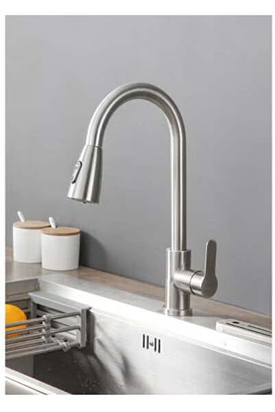 Generic Base kitchen mixer with pull-out sprayer, nickel