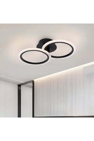 ALC-Shop Lustra LED cu telecomanda BETTY 28W, 2 Cercuri, lumina Rece/Calda/Neutra, Dimabila, Negru