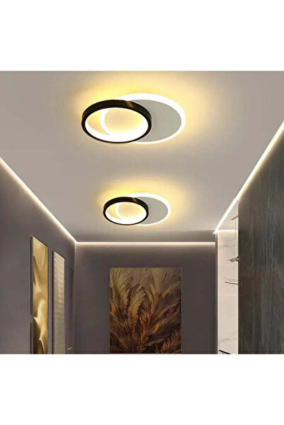 iTin Aplica LED SMALON 27W, 2 Cercuri, lumina Rece/Calda/Neutra, Alb Negru