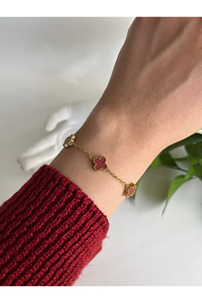 Fynbos VIP Van Cleef Model 5'li Yonca Çelik Altın Bileklik