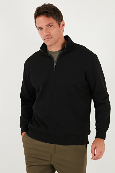 Buratti Cotton Regular Fit Half Zipper Stand Collar Sweat Men's Sweat 5905470