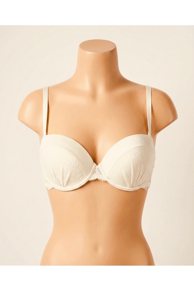 ÖMER GİYİM Destekli Sütyen Askılı Dantel Detaylı Beyaz Renk Şık 3 Kademeli Ko...