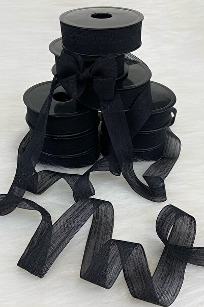 ZEYMERADE Siyah Keten Nopeli Kurdele 2,5 Cm 20 Metre, Bohça Çeyiz Özel Gün Hediye Süsleme Kurdelesi