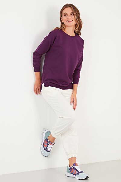 Lela Bumbac Regular Fit Hanorac cu Guler Rotund Basic SWEAT 5863569