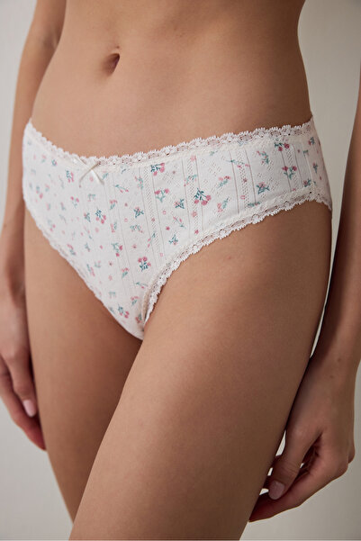 Penti Ecru Pointel Printed Slip Panties
