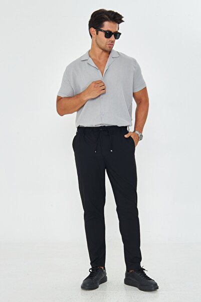 ZİNOX Pantaloni jogger clasici din pânză pentru bărbați, cu centură în talie