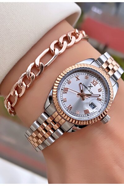 Daniel Klein Rose Gümüş Renk Küçük Kasa 2 Yıl Garantili Kadın Kol Saati-bileklik Hediyeli