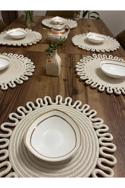 naylişhome Set pentru masă din iută: set de suporturi pentru farfurii, napron, suport farfurie, set de fețe de masă, set pentru dining, cadou