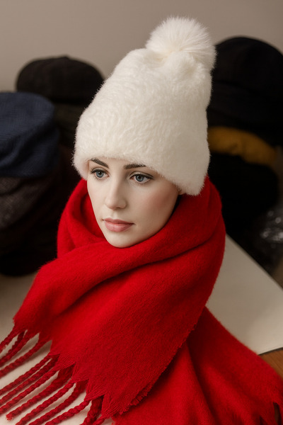 kuru Set de iarnă Super Double – Combinație de beretă și eșarfă pentru femei