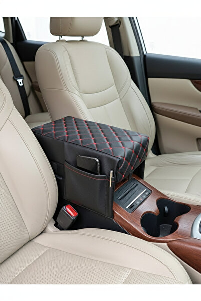 R.O RELAXOTOAKSESUAR Araba Kol Dayama Yükseltici Kırmızı Kapitone & Konforlu ...