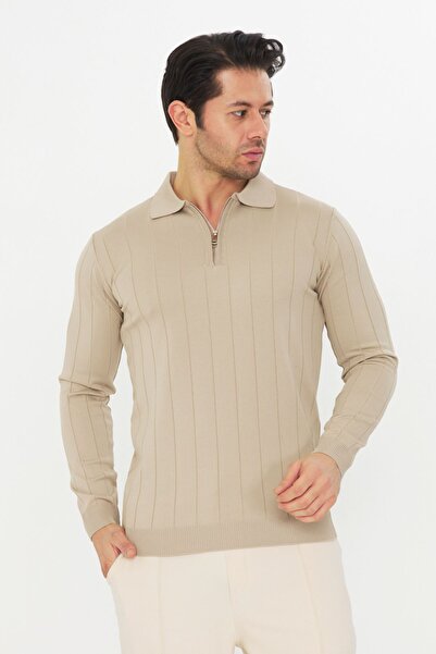 ZİNOX Ανδρικό πλεκτό με μακρύ μανίκι με μισό φερμουάρ, κλασικό απλό, κατάλληλ...