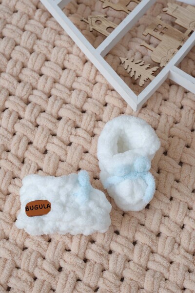 Bugula Baby Newborn Panduf 0-3m Yavruağzı Fiyonlu White Girl Trend Handmade K...