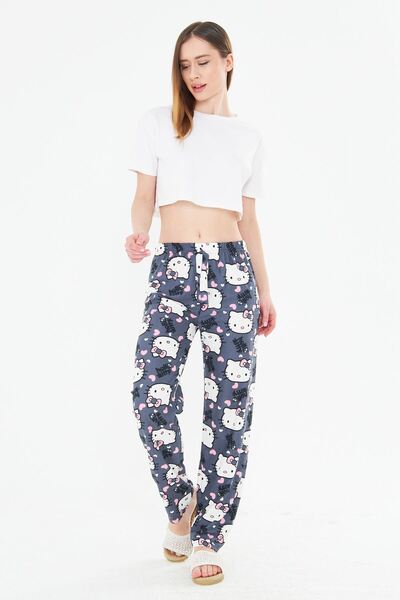 masso Μπλε ναυτικό παντελόνι αθλητικό παντελόνι Hello Kitty Cat Ayan Suede