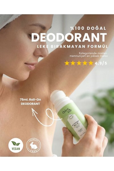 Odorgo Doğal Roll-On Deodorant Ter Kokusu Önleyici Leke Bırakmayan (Bitkisel/...