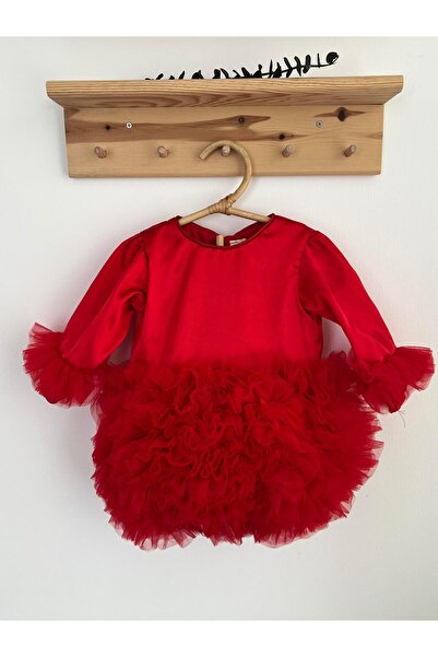 2kids2mom Kız Bebek Çocuk Elbise Uzun Kollu Tüllü Tütü Özel Gün Parti Doğum G...