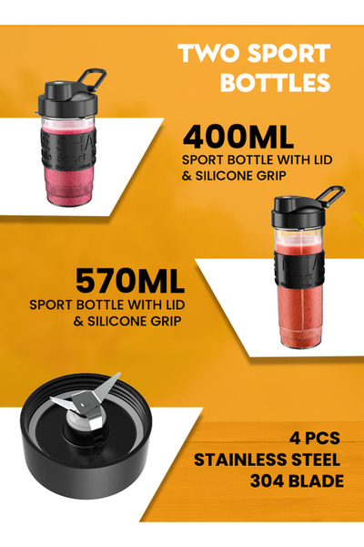 sonashi Portable Sports Blender – One-Touch Button Smoothie Maker with 570ML BPA-Free Sports Bottle with T