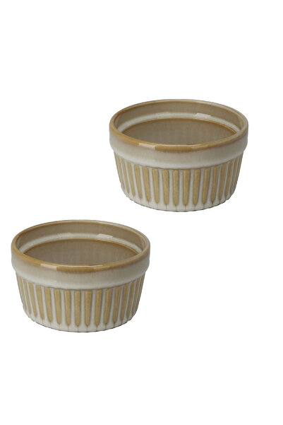 Excellent Houseware Set of 2 ramekins, ceramic, 9.5x5 cm, 200 ml, cream