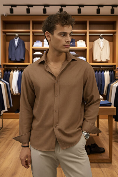 Mamlay Coffee Half Oversized Men's Shirt