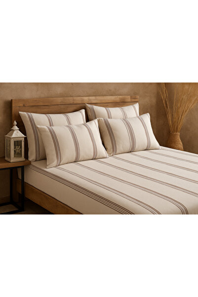Totem Double Patterned Duvet Cover Set with Elastic Sheets and 2 Pillowcases