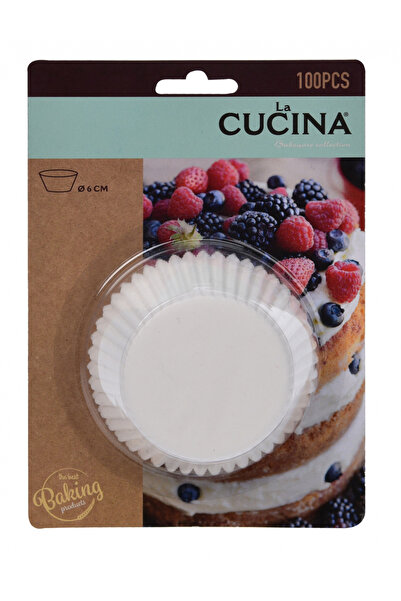 Excellent Houseware Set de 100 forme de brioșe, hârtie, 6 cm, albe