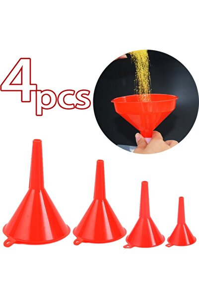 Choice قمع تعبئة وقود السيارات البلاستيكي الأحمر (4 قطع) - قمع طويل الساق - أداة تعبئة البنزين والزيت
