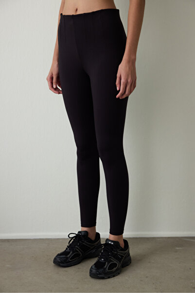 Penti Black High Waist Detailed Slim Fit Leggings