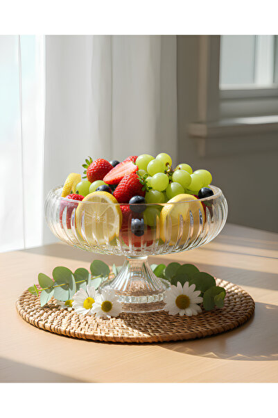 Paşabahçe DEKORLU AYAKLI SUNUM SALATA KASESİ 22 CM