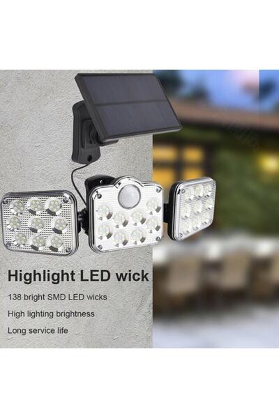 gaman 138 Led Kumandalı Hareket Sensörlü Harici Panelli Güneş Enerjili Solar Lamba