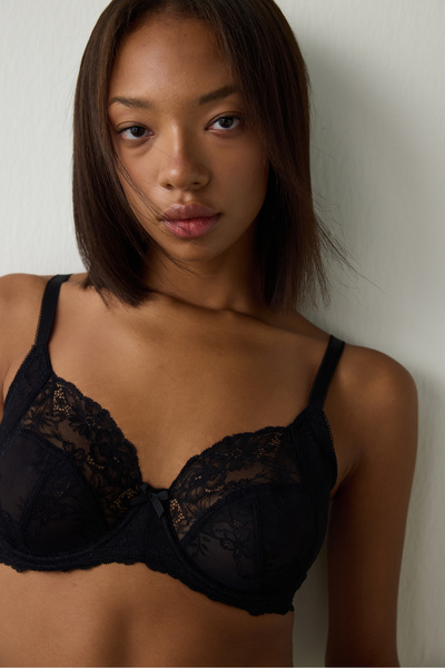 Penti Black Daisy Underwire Unpadded Shaping / Sculpting Bra