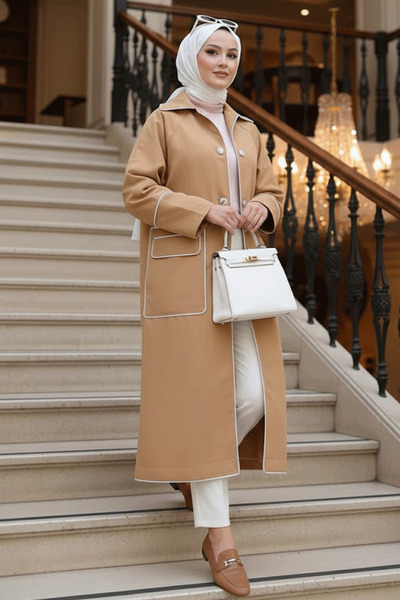 Neva Style معطف خندق حجاب البسكويت بأزرار 9206BS