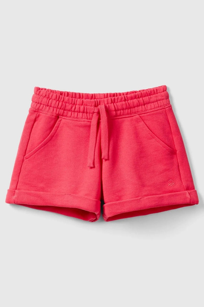 United Colors of Benetton Pantaloni scurti de transpirație cu logo fuchsia pe...