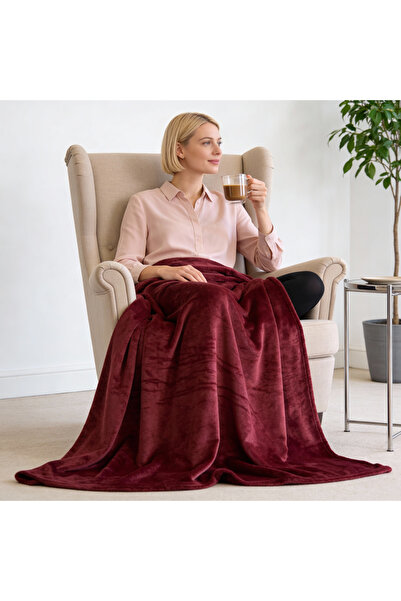 MEYHOME Плюшено одеяло за телевизор Wellsoft (150x200 см) - бордо червено