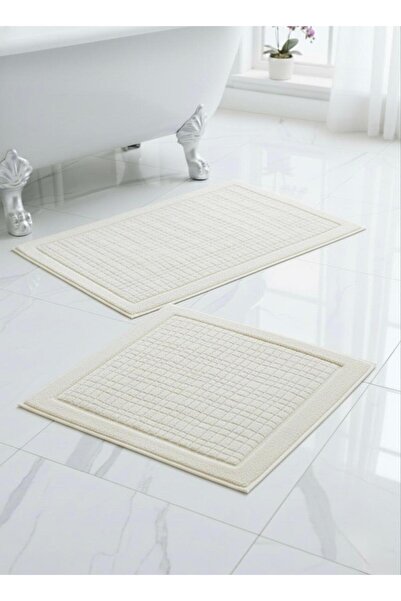 Thalia Home 100% Cotton Tufting Water Absorbent Soft Textured Bath Mat Set, Bathroom Carpet Set of 2 60X100 - 50X60