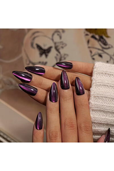 MİNA BEAUTY Kedi Gözü 12 li Takma tırnak cat eyes yansımalı