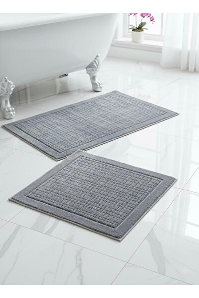 Thalia Home 100% Cotton Tufting Water Absorbent Soft Textured Bath Mat Set, Bathroom Carpet Set of 2 60X100 - 50X60